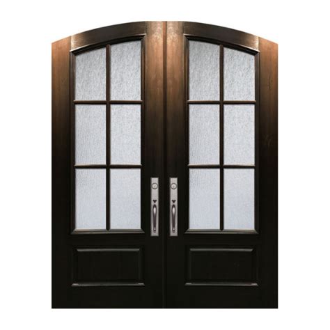 6 Lite Over 1 Panel Farmhouse Stainable Fiberglass Exterior Single Door Slab Arch Top