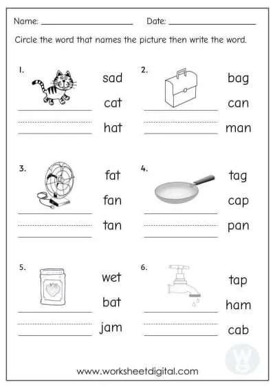 Circle The Cvc Word That Names The Picture W Worksheet Digital