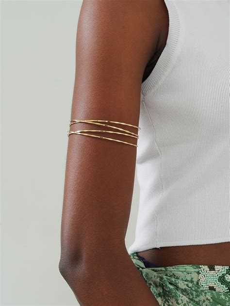 Yellow Gold Collar Iron Embellished Fashion Jewelry Arm Cuff Jewelry Arm Bangles Arm Bracelets