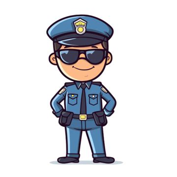 Cute Police Officer Cartoon On White Background Clipart Vector Sticker