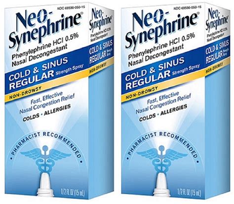 2 Pack Nasal Decongestant Spray Regular Strength 050 Oz