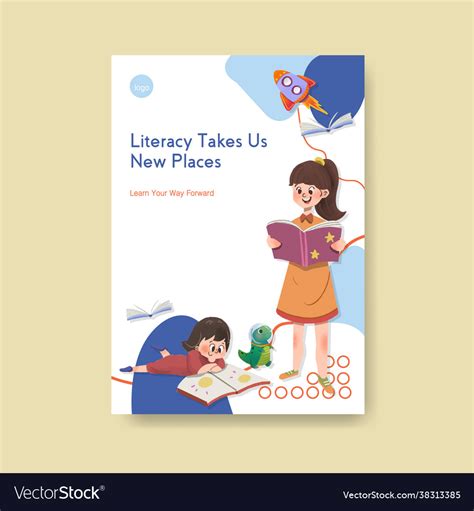 Poster template with international literacy day Vector Image