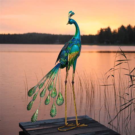 Teresa S Collections Inch Peacock Garden Statue For Yard Decor