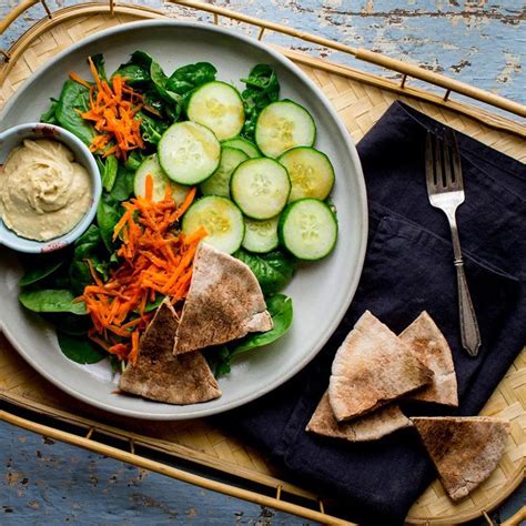 Green Salad With Pita Bread Hummus Recipe EatingWell