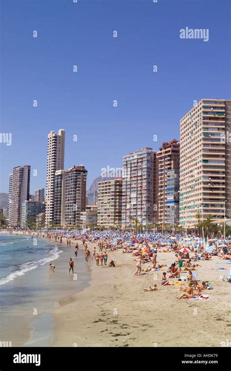 Crowded Beach Playa Levante Benidorm Hi Res Stock Photography And