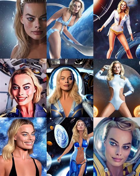 Margot Robbie As An Astronaut Wearing Bikini In Space Stable