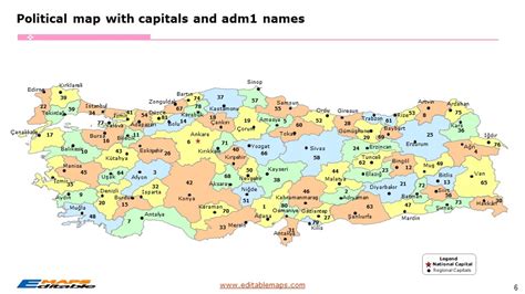 Turkey Map with 81 Provinces - Editable PowerPoint Maps