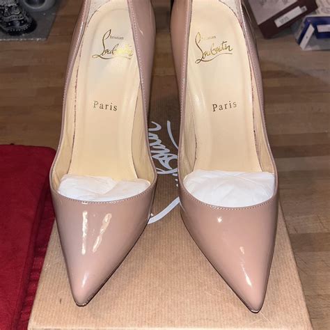 Louboutin Pigalle Nude Patent 100mm Heel Size 5 Depop