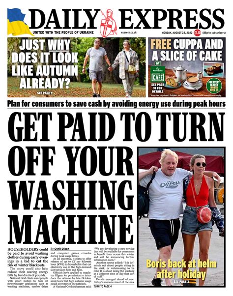 Daily Express Front Page 22nd Of August 2022 Tomorrows Papers Today