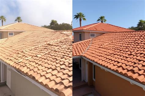 Premium AI Image | Roof cleaning and tile treatment transformation ...