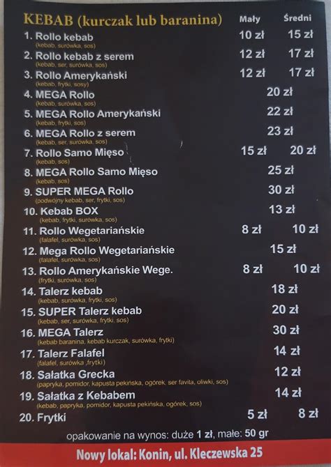 Menu At Zahir Kebab Restaurant Konin Kleczewska