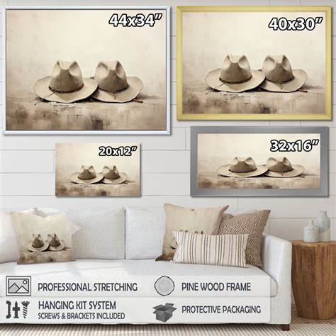 Winston Porter Maneh Minimalism Cowboy Hats On Canvas Print Wayfair