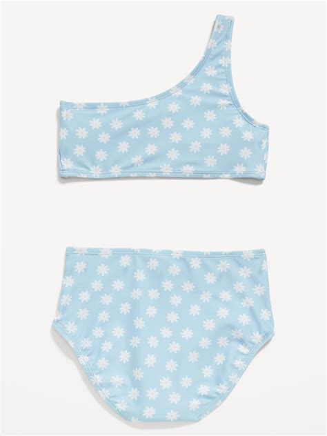 Printed One Shoulder Bikini Swim Set For Girls Old Navy