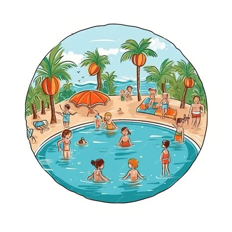 Premium Vector | Cartoon vector pool party on white background