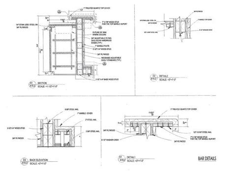 Cabinet Section Details With Raised Bar Detailed Drawings Furniture