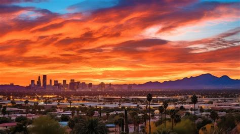 Premium Photo | Skyline phoenix arizona sunset