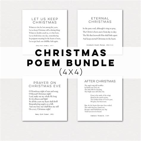 Christmas Poem Set 4 Poems Digital Download Printable Art 4x4 JPG ...