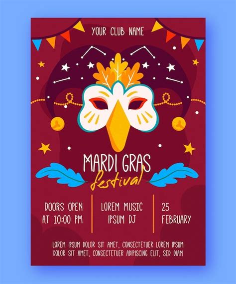 Plantilla De Volante De Mardi Gras Vector Gratis