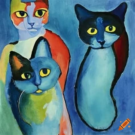 Blue Cats Abstract Painting By August Macke On Craiyon