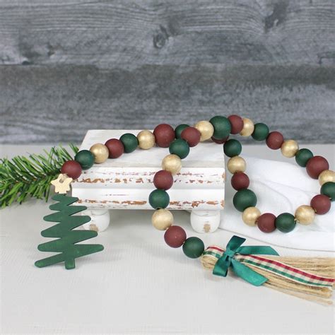 Wood Christmas Tree Bead Garland Etsy