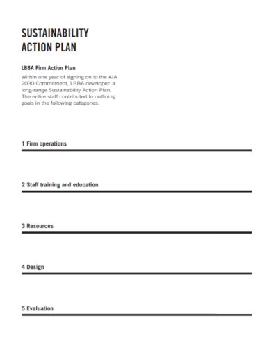 Free Sustainability Action Plan Samples Environmental