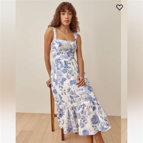 Reformation Dresses Reformation Bucatini Floral Print Linen Midi