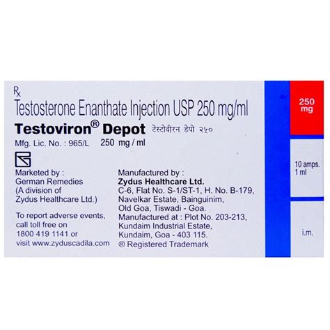 Testoviron Depot 250 Injection 1 Ml Price Uses Side Effects