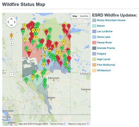 Alberta Wildfire Map - World Map Gray