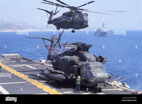 US Marines Transport Helicopters CH 53 On The US Navy Amphibious