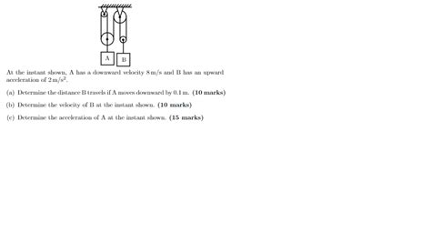 Solved A B At the instant shown. A has a downward velocity 8 | Chegg.com 