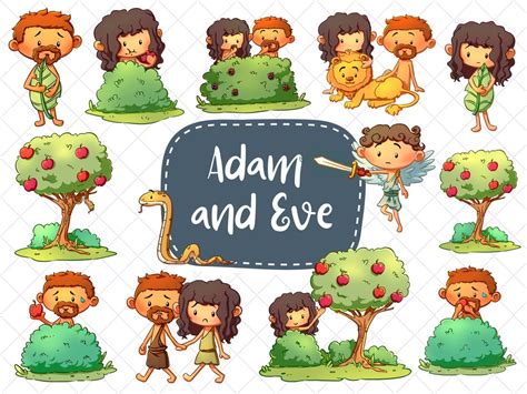 Adam and Eve Clip Art, Bible Story Clipart, Biblical Clip Art ...