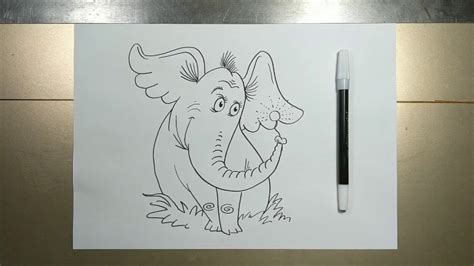 How to draw HORTON The Elephant in 5 minutes - YouTube