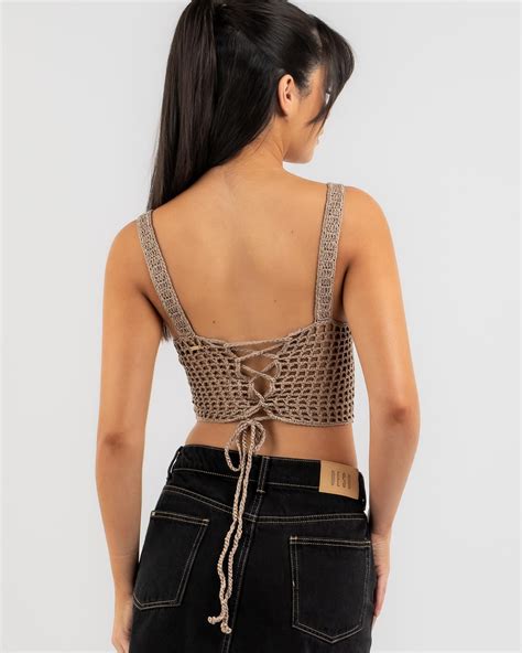 Shop Ava And Ever Celine Crochet Corset Top In Taupe Fast Shipping And Easy Returns City Beach