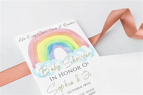 Editable Rainbow Baby Shower Invitation Baby Shower Etsy