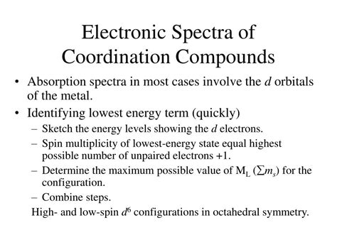 PPT Coordination Chemistry III Electronic Spectra PowerPoint