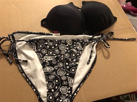 OP Ocean Pacific Black White Paisley Print Bikini Size Large EBay