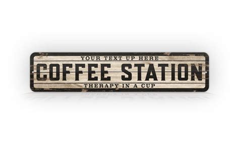 Custom Weathered Wood Effect Coffee Station Therapy In A Cup Sign