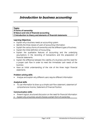 Week 17 And 18 CFS Cash Flow Statement Notes Page 1 Of 18 Business