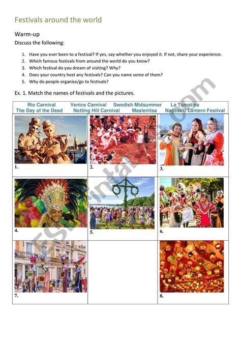 Festivals Video With Tasks For Esl Students