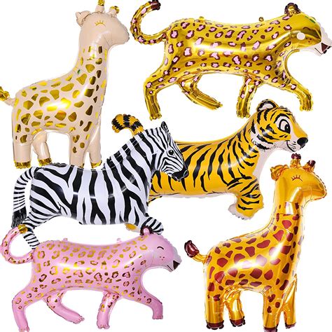 6 Pieces Giant Jungle Safari Animals Balloonslarge Zebra