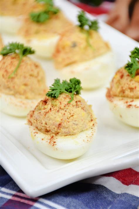 Tuna Deviled Eggs - CheekyKitchen