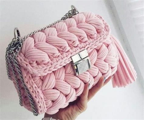 Bolsa De Croch Em Fio De Malha Rosa Bolsas De Tric Croche Passo A