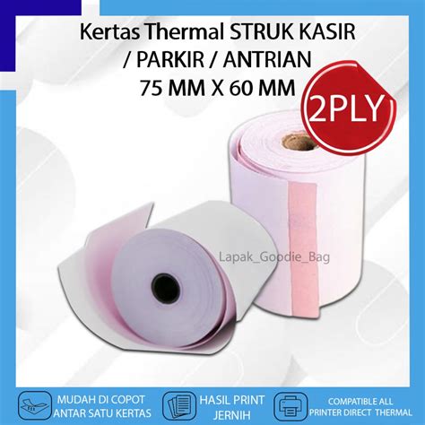 Jual Kertas Thermal Struk Nota Kasir Belanja 75 X 60 2 PLY LABEL HVS