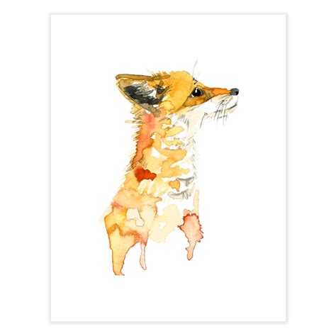 Watercolor Little Red Fox | Fine Art Print | Owlsome's Artist Shop