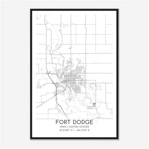 Fort Dodge Iowa Map Poster, Modern Home Decor Wall Art Print - Custom