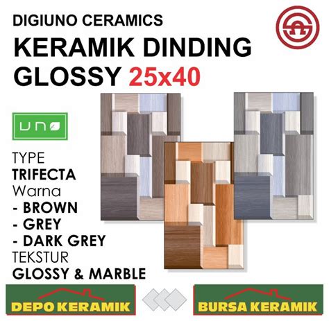 Keramik Motif Kayu 25X40 TRIFECTA SERIES UNO Glossy Marble Lazada