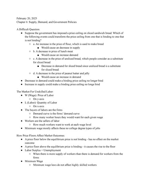 Chapter 6 Supply Demand And Government Policies February 20 2023