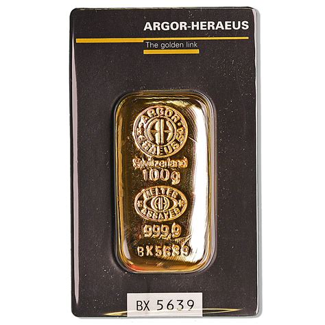 Buy Gold Cast Bars From Argor Heraeus 100 G Swiss Made