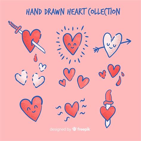 Colección de corazones dibujados a mano Vector Gratis