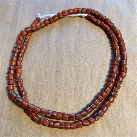 Java Matte Orange Striped Glass Beads